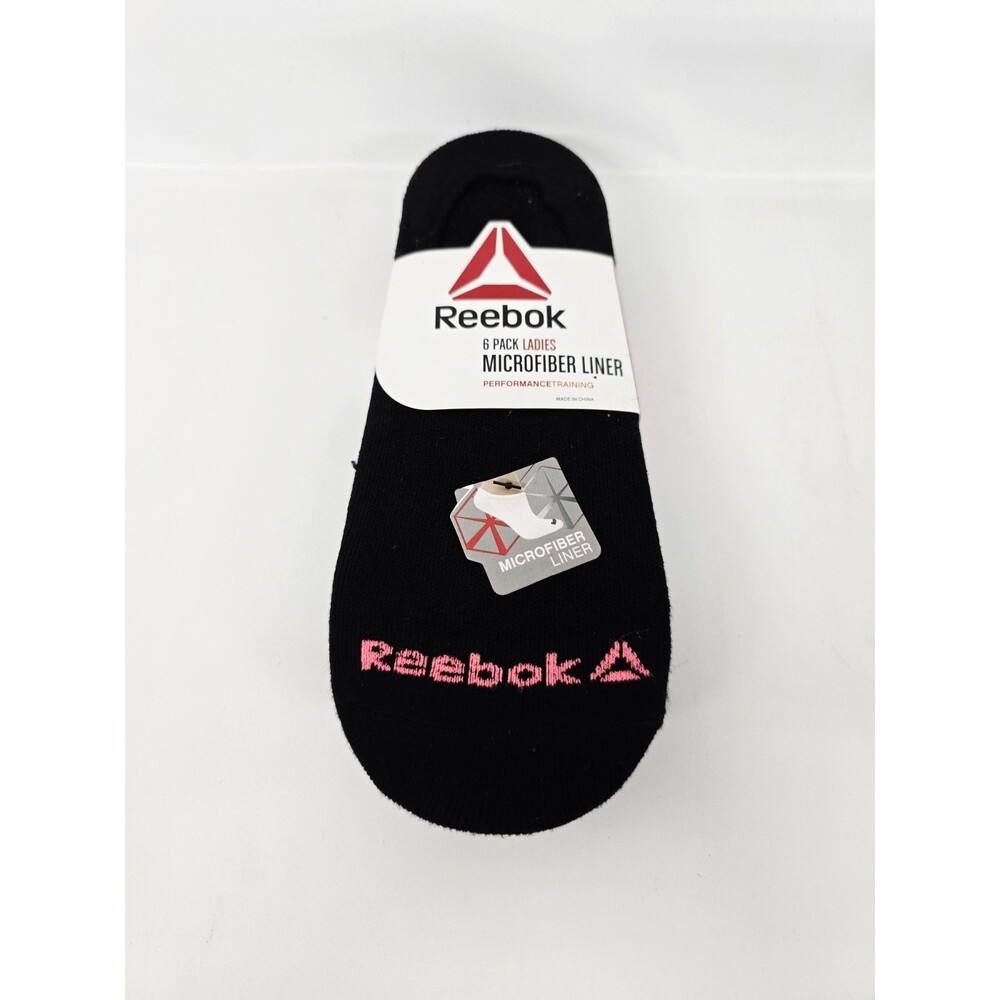 Reebok Womens 6 Pack Performance Training Liner Socks Black Sock Sz 9-11